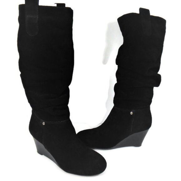 Arturo Chiang Black Suede Leather Slouch Boots - 6 - Picture 3 of 8